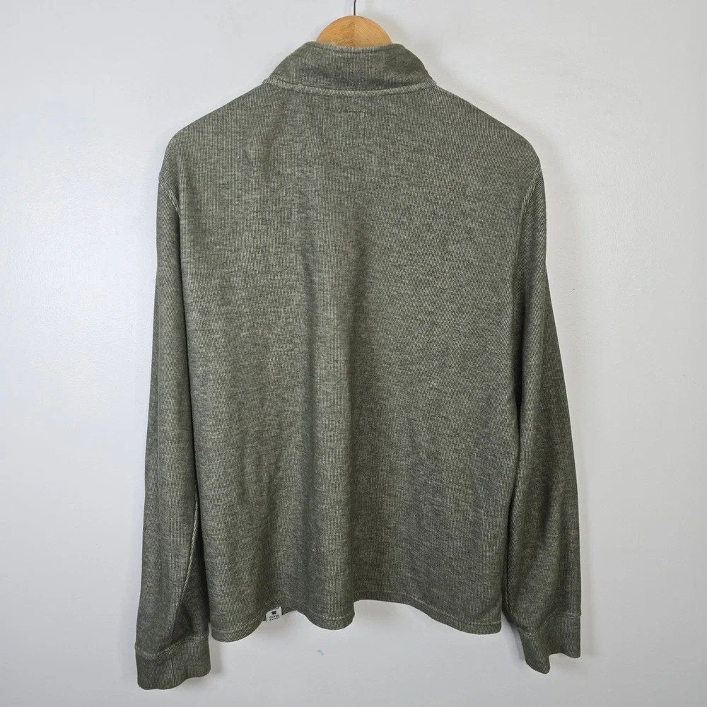 Lucky Brand Mens Olive Green Ribbed Henley Pullover Sweater Large‎
